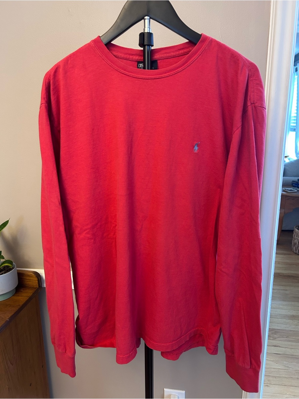 Ralph Lauren Long-Sleeve Crewneck Shirt - Red with Embroidered Pony